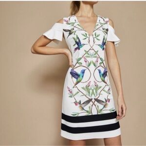 Floral Print Cold Shoulder Dress